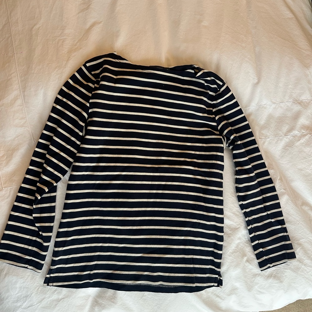 Le petit bateau navy and White Striped Long Sleeve Shirt size small